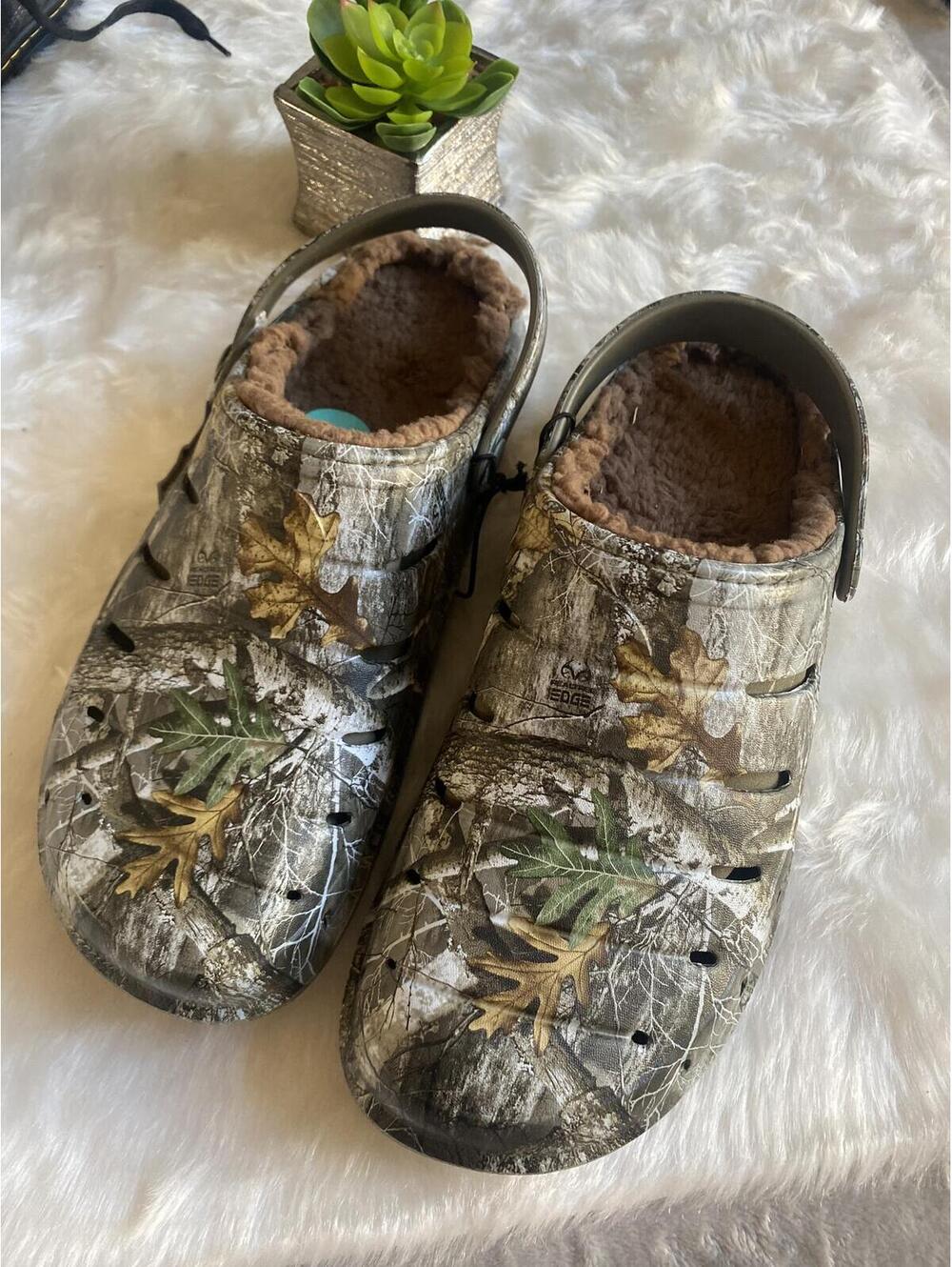 Edge Memory Foam Camouflage Slip-On Clogs with Fleece Lining Size 10 - Picture 5 of 5